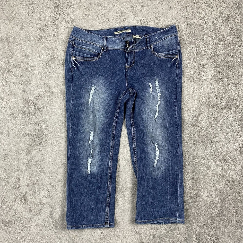 Paris Blues Jeans Womens 17 Blue Straight Stretch Denim